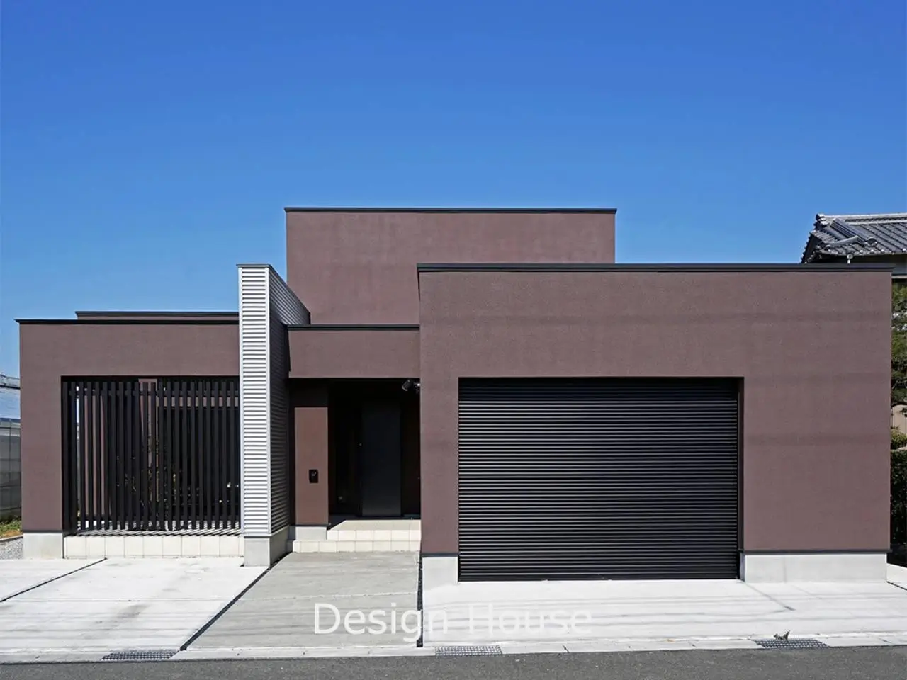 brown house with black trim